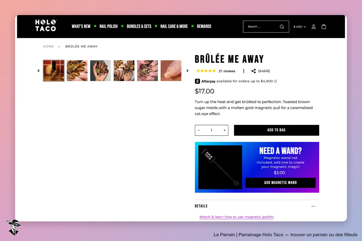 Page produit de Holo Taco