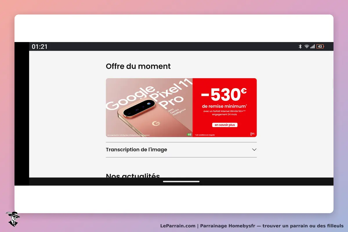 Homebysfr : offre du moment pour le Google Pixel 11 Pro avec une image du produit