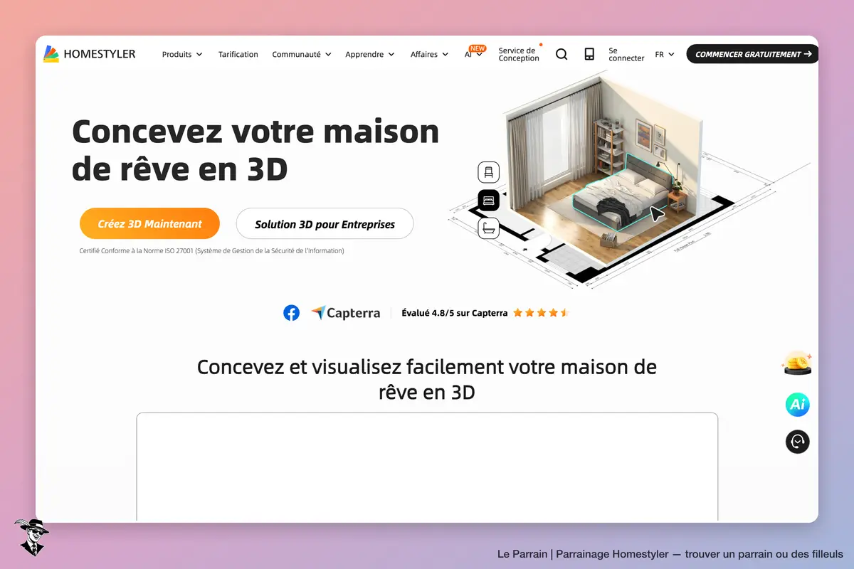 Page d'accueil de Homestyler