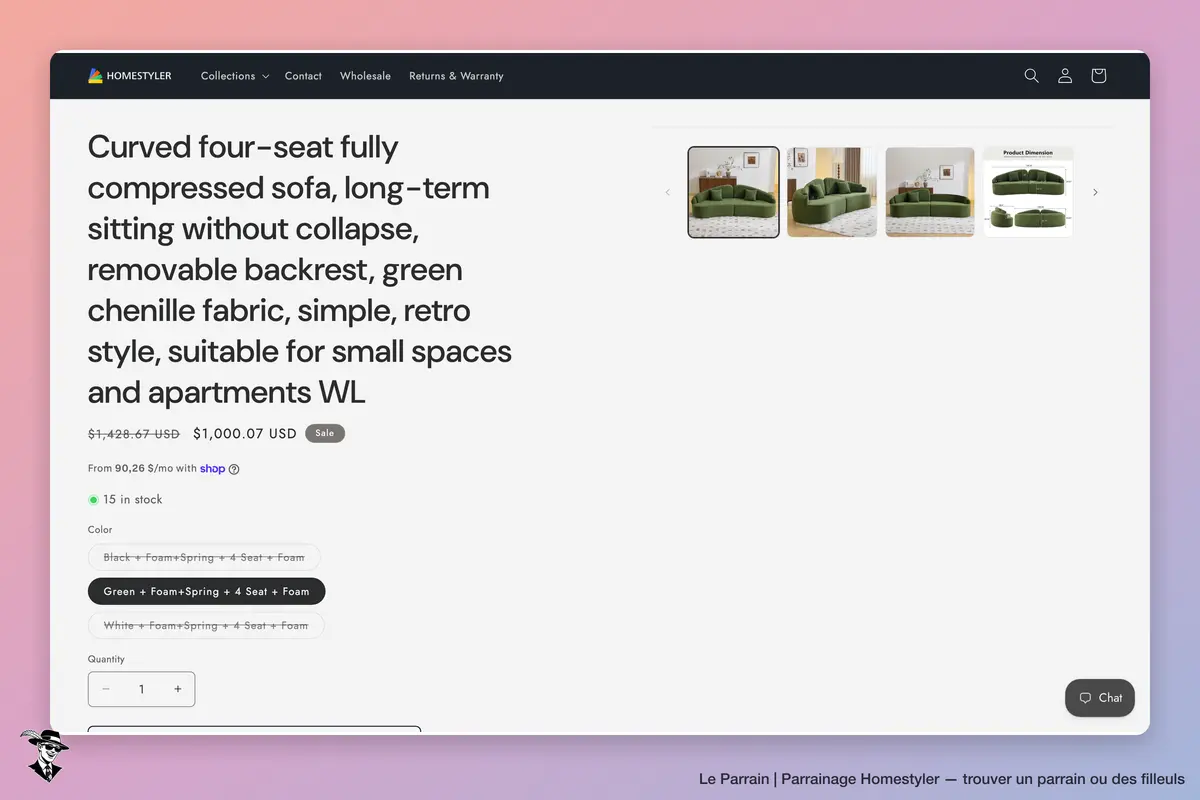 Page produit de Homestyler