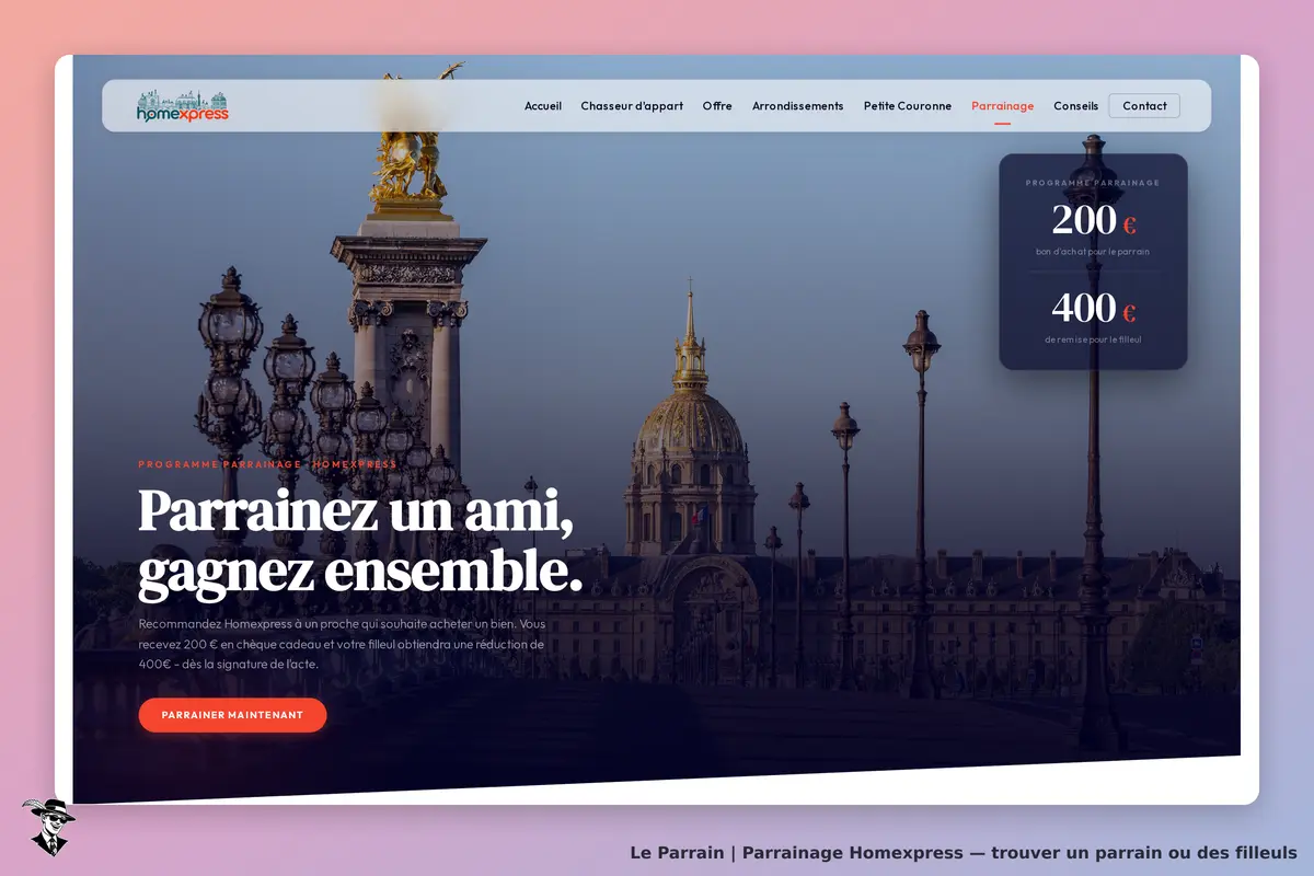 Page parrainage de Homexpress