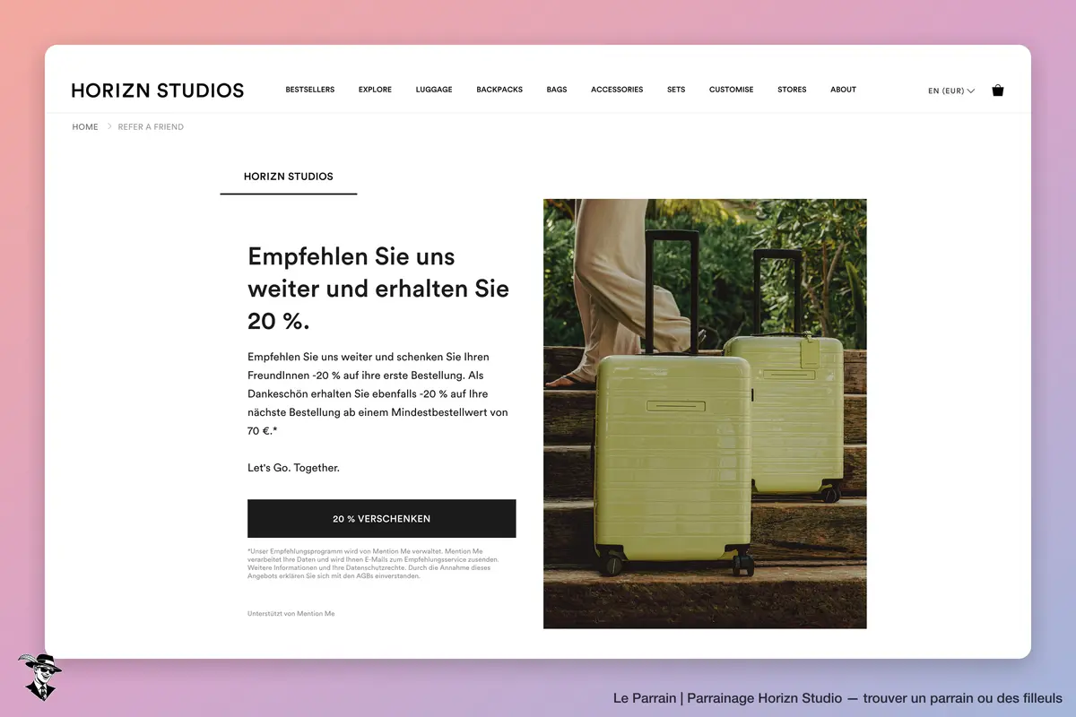 Page parrainage de Horizn Studio