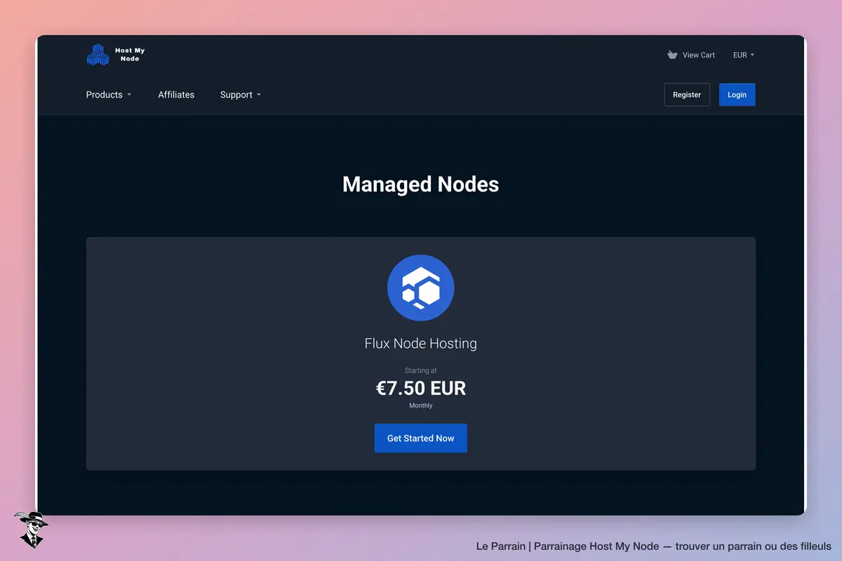 Page d'accueil de Host My Node
