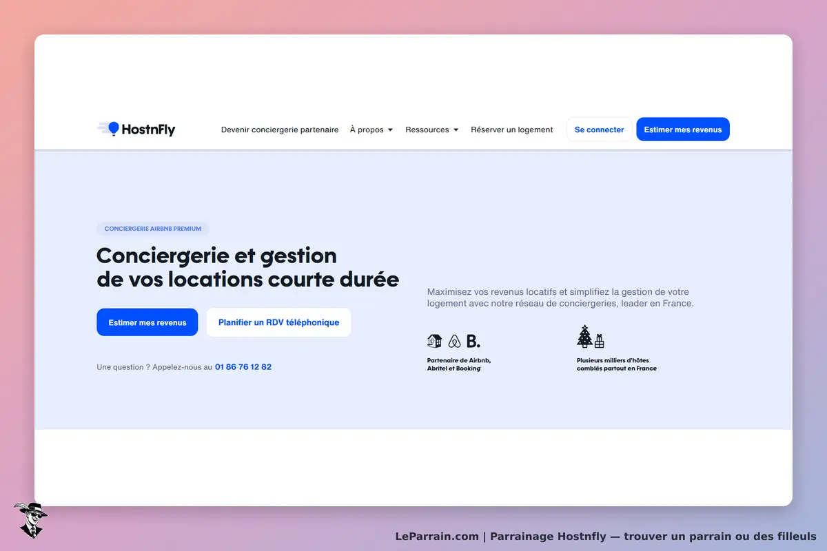 HostnFly : page d'accueil présentant des services de conciergerie pour locations courte durée