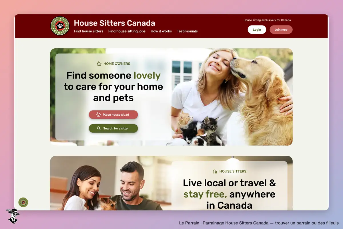 Page d'accueil de House Sitters Canada