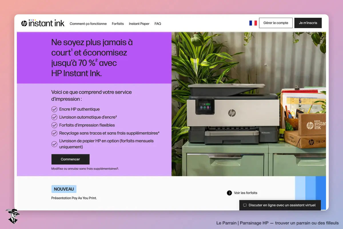 Page d'accueil de HP