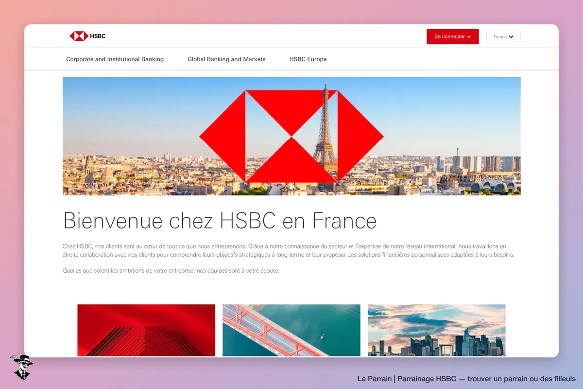 Page d'accueil de HSBC