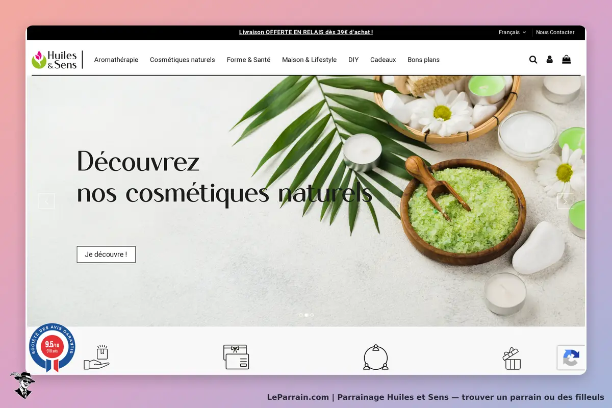 Huiles et Sens : huiles & Sens : page d'accueil présentant des cosmétiques naturels et des éléments