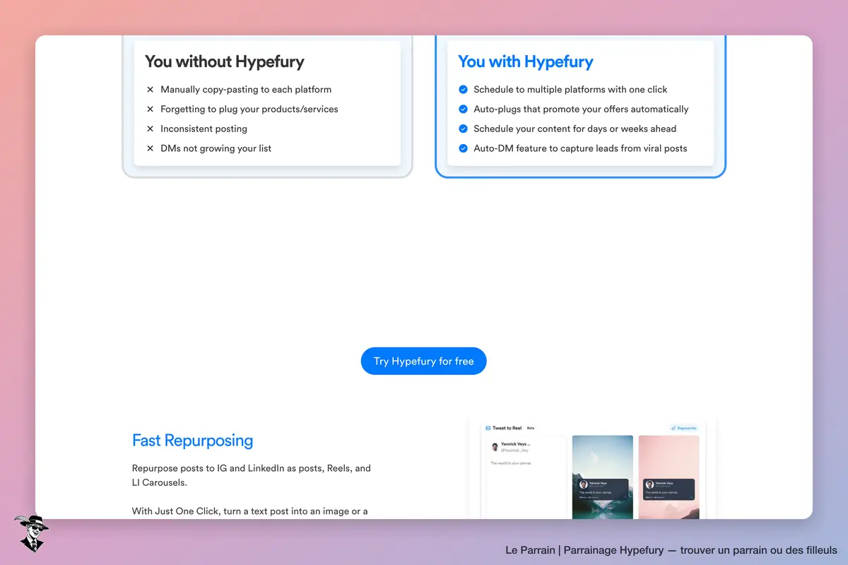 Capture d'écran de Hypefury