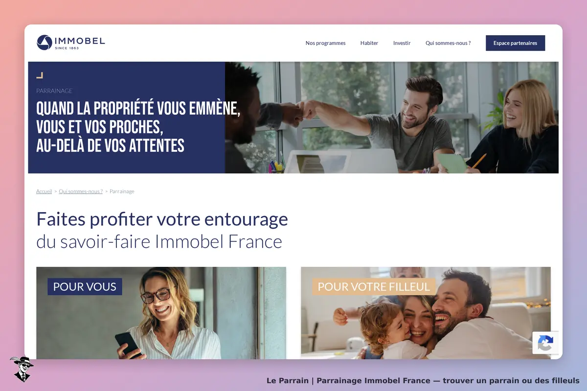 Page parrainage de Immobel France