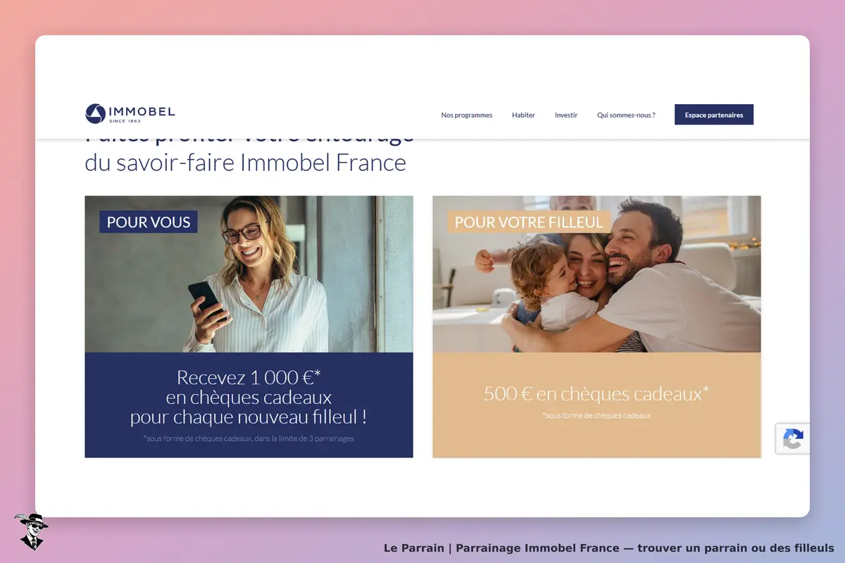 Page parrainage de Immobel France