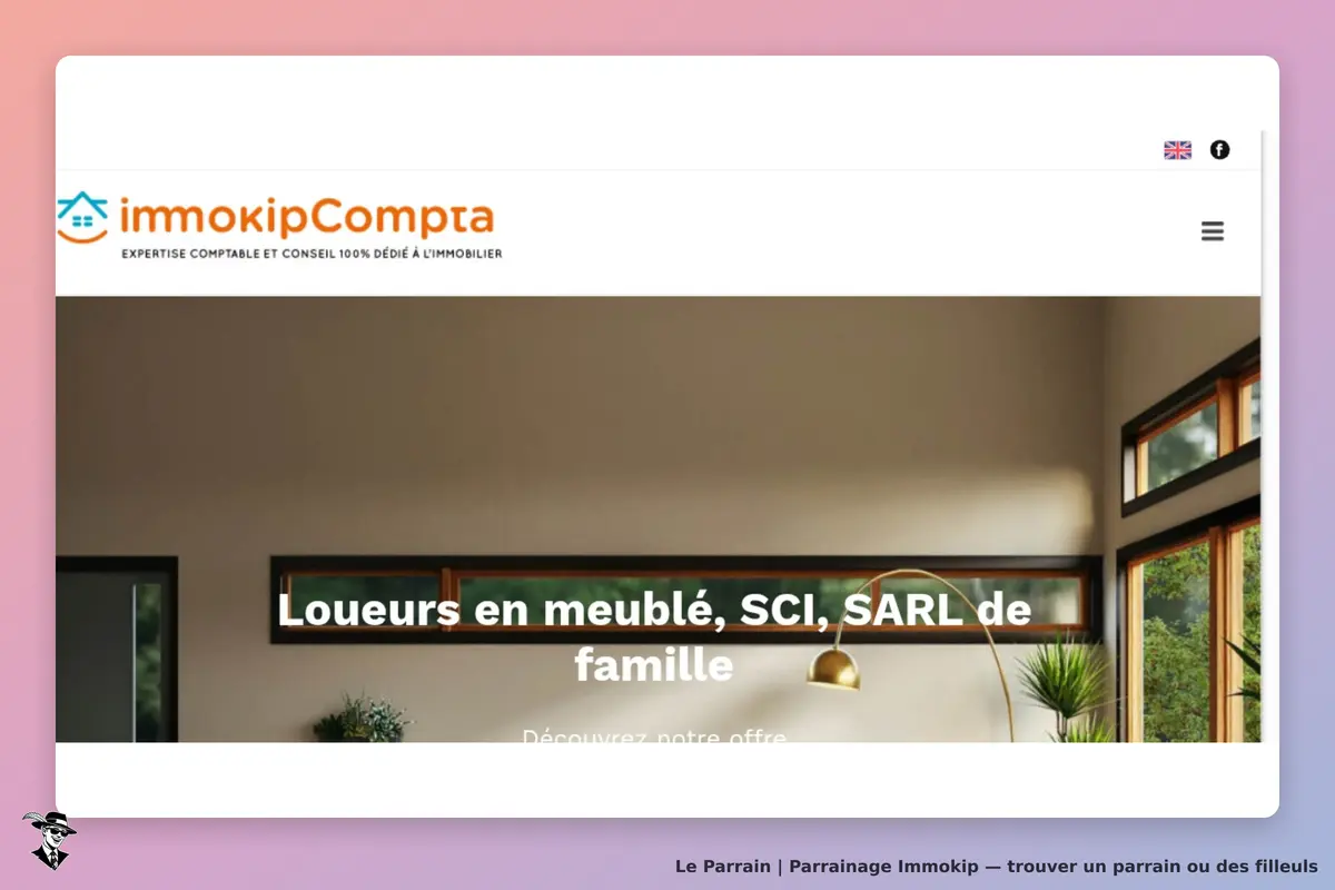 Immokip : page d'accueil avec un message sur les locations en meublé et un visuel moderne