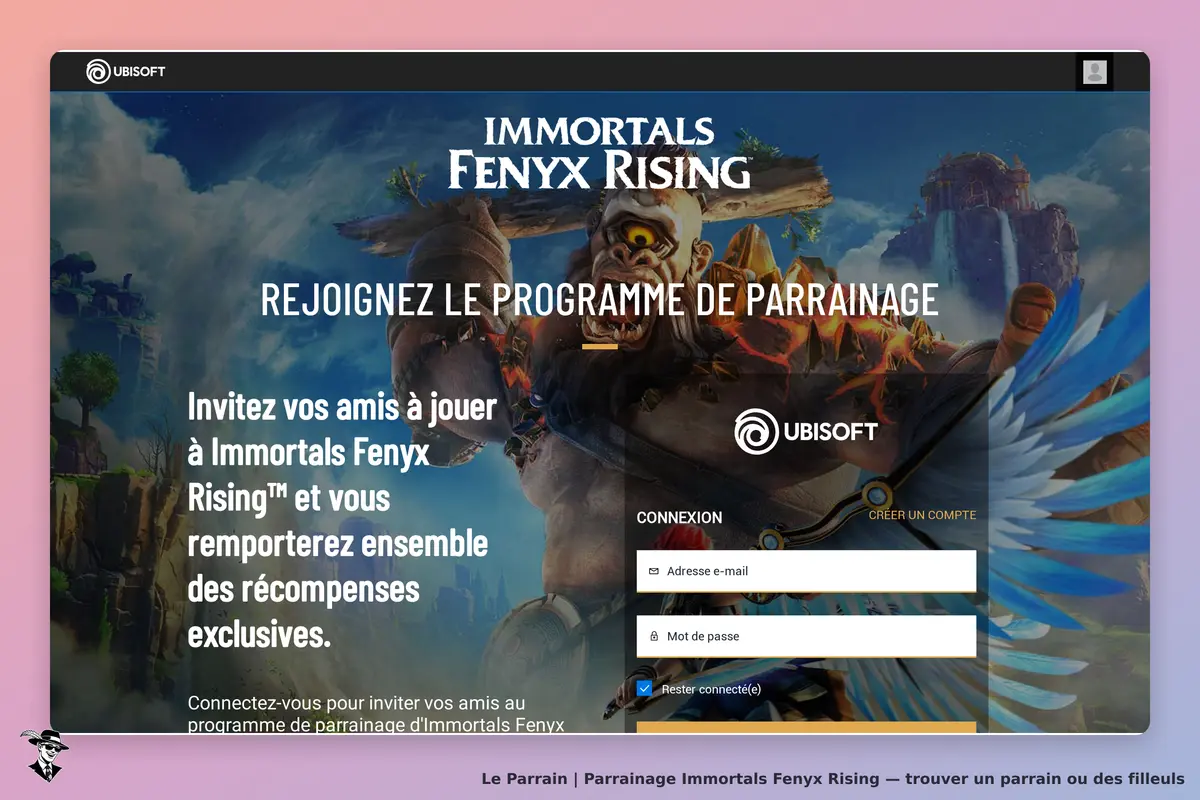 Page parrainage de Immortals Fenyx Rising