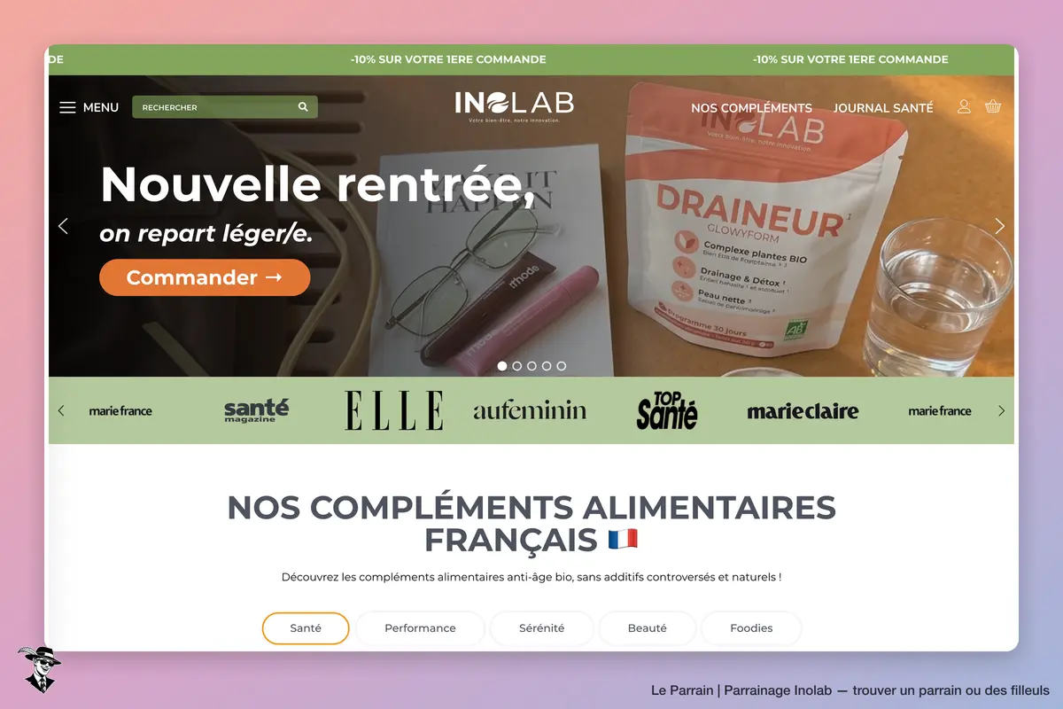 Page d'accueil de Inolab