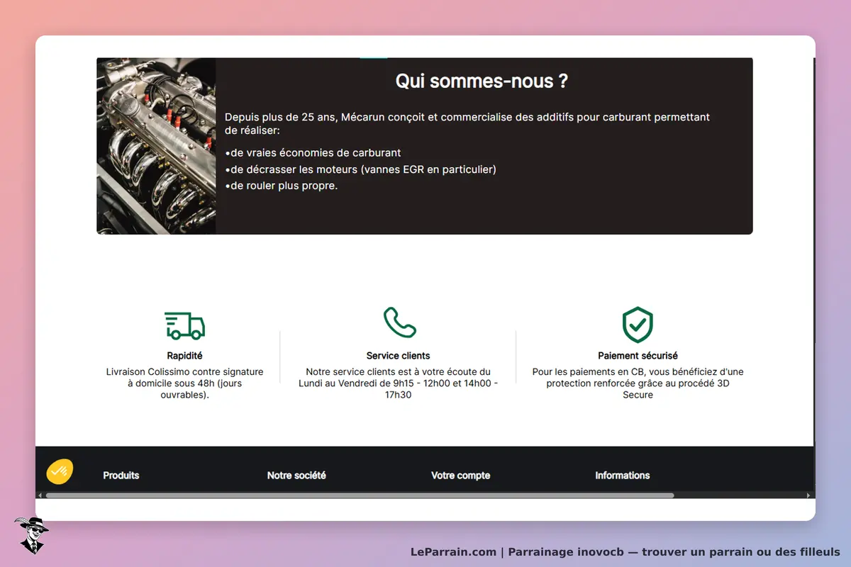 inovocb : page d'accueil présentant l'entreprise et ses services liés aux additifs pour carburant