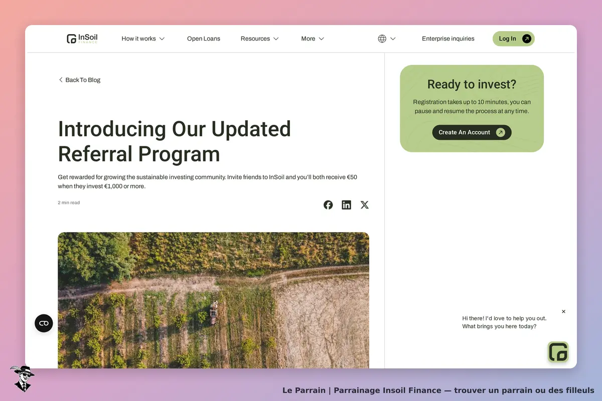 Page parrainage de Insoil Finance