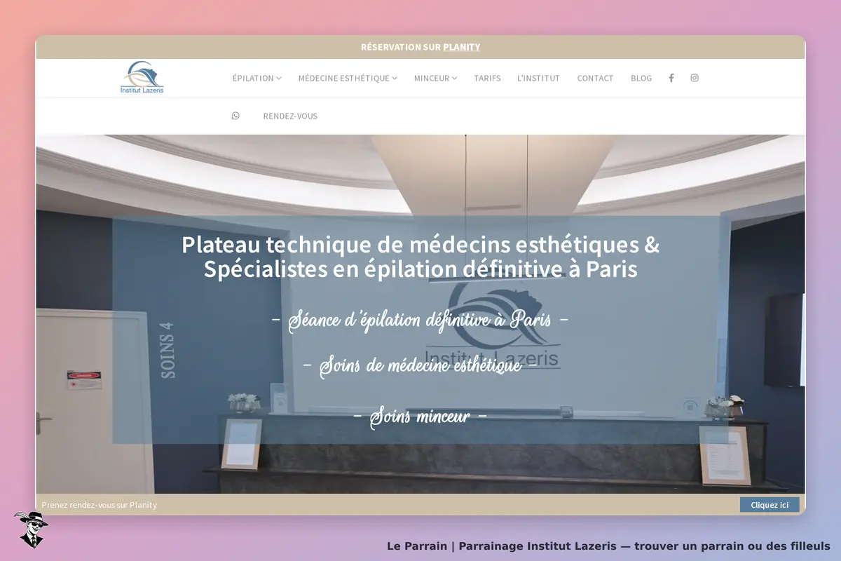 Institut Lazeris : page d'accueil avec informations sur les soins esthétiques et épilation