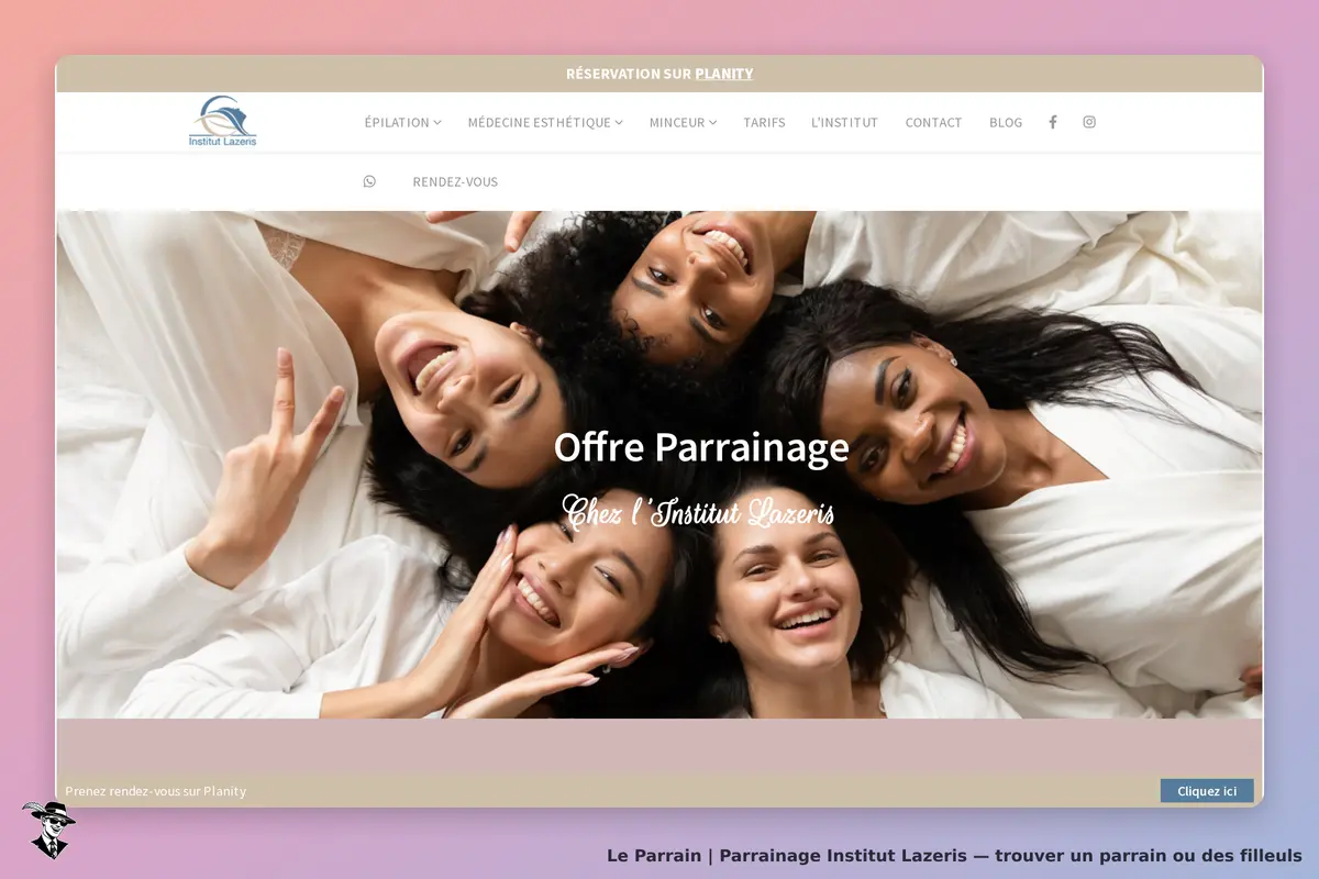 Institut Lazeris : page d'accueil avec plusieurs femmes souriantes en peignoirs blancs