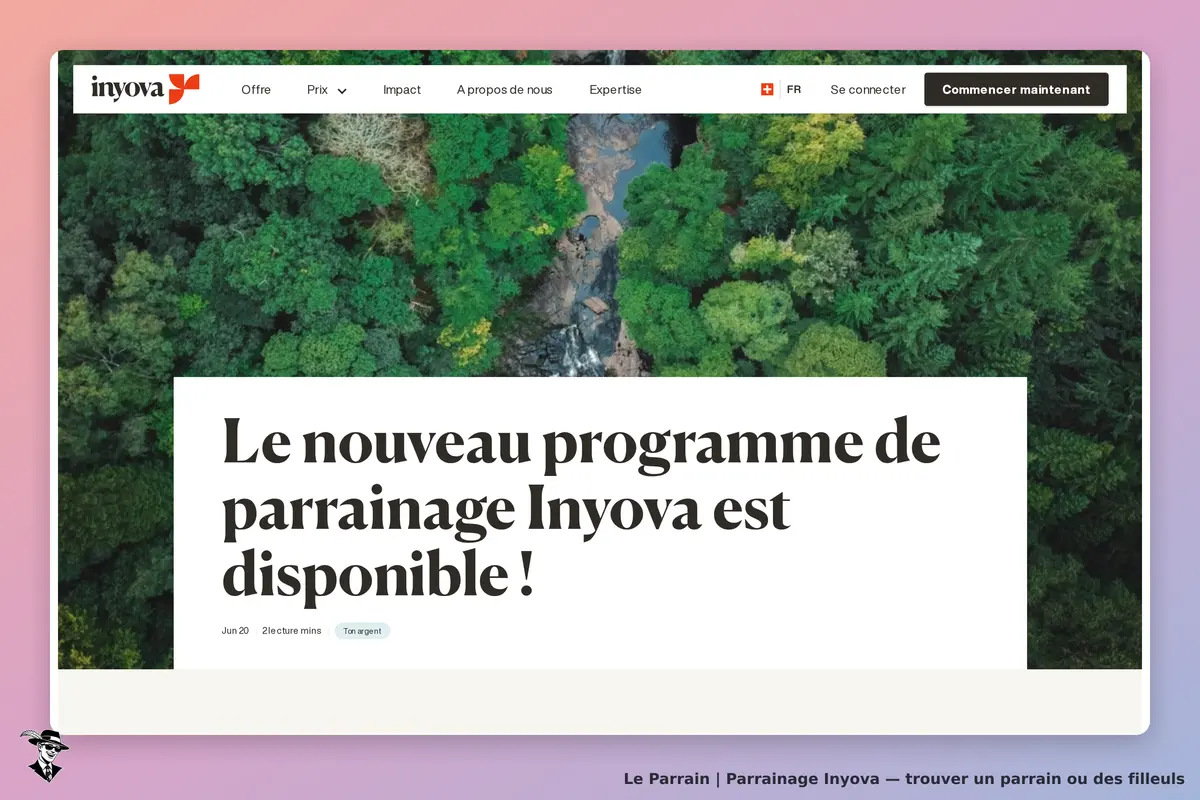 Inyova : annonce du nouveau programme de parrainage sur un fond d'arbres et d'eau