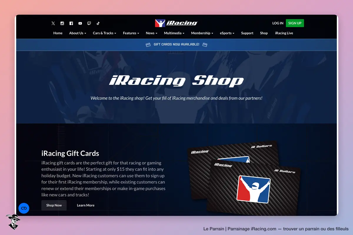 Page catégorie de iRacing.com