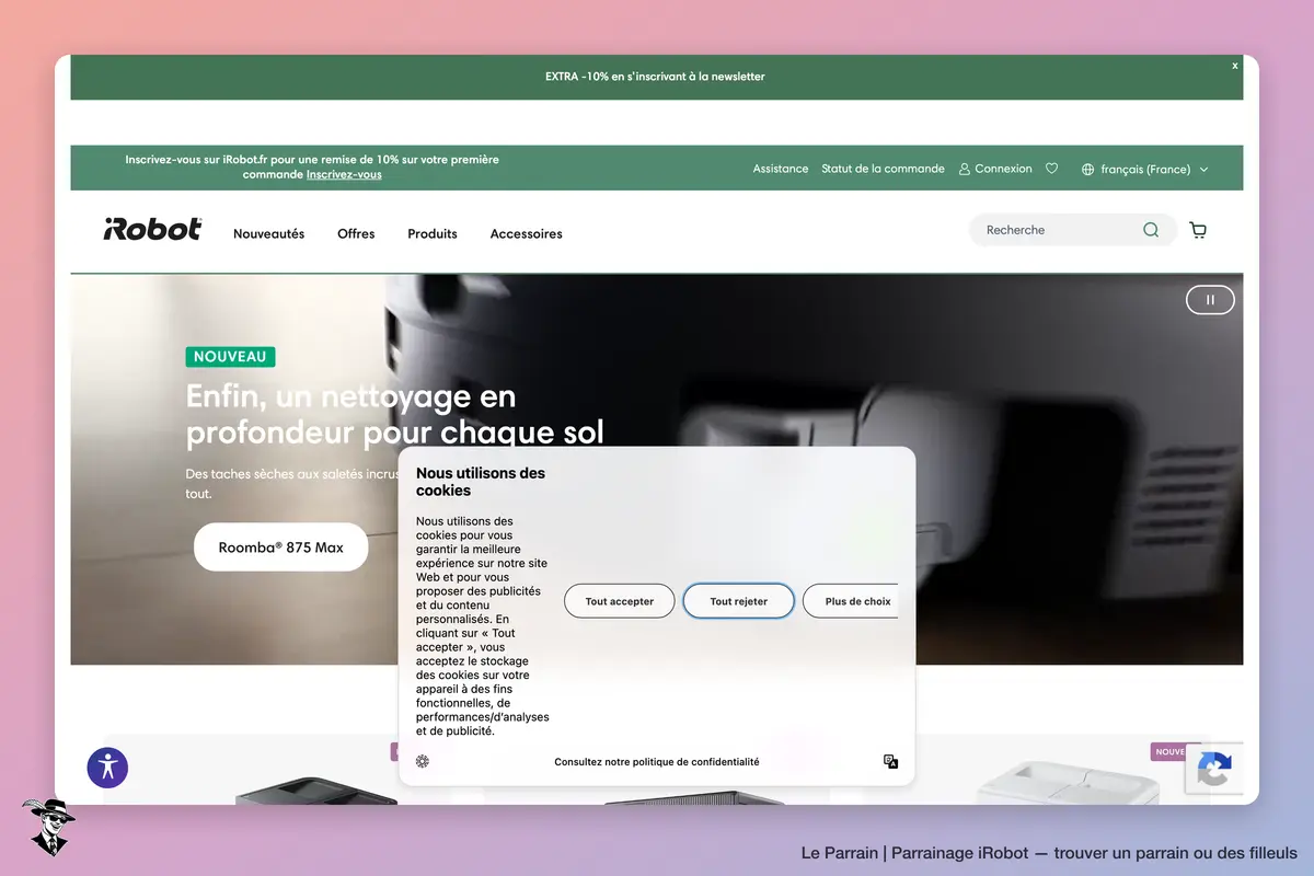 Page d'accueil de iRobot
