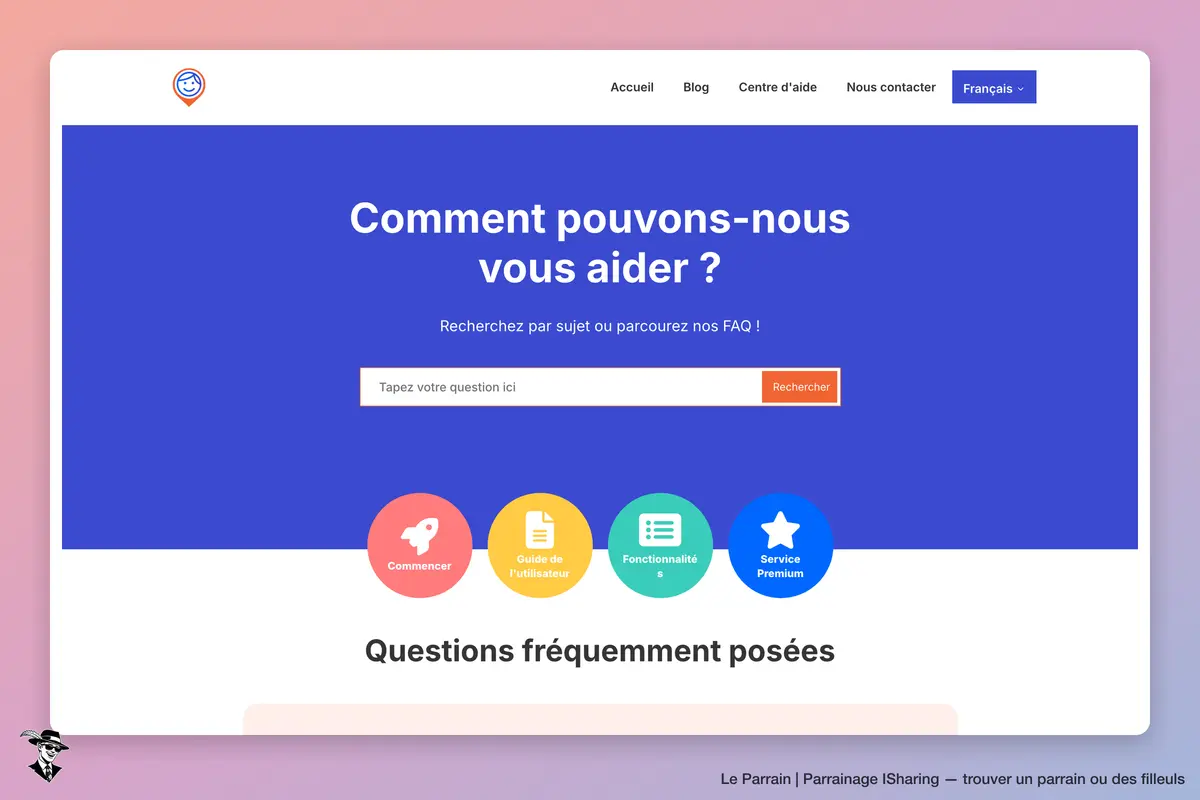 Page d'accueil de ISharing