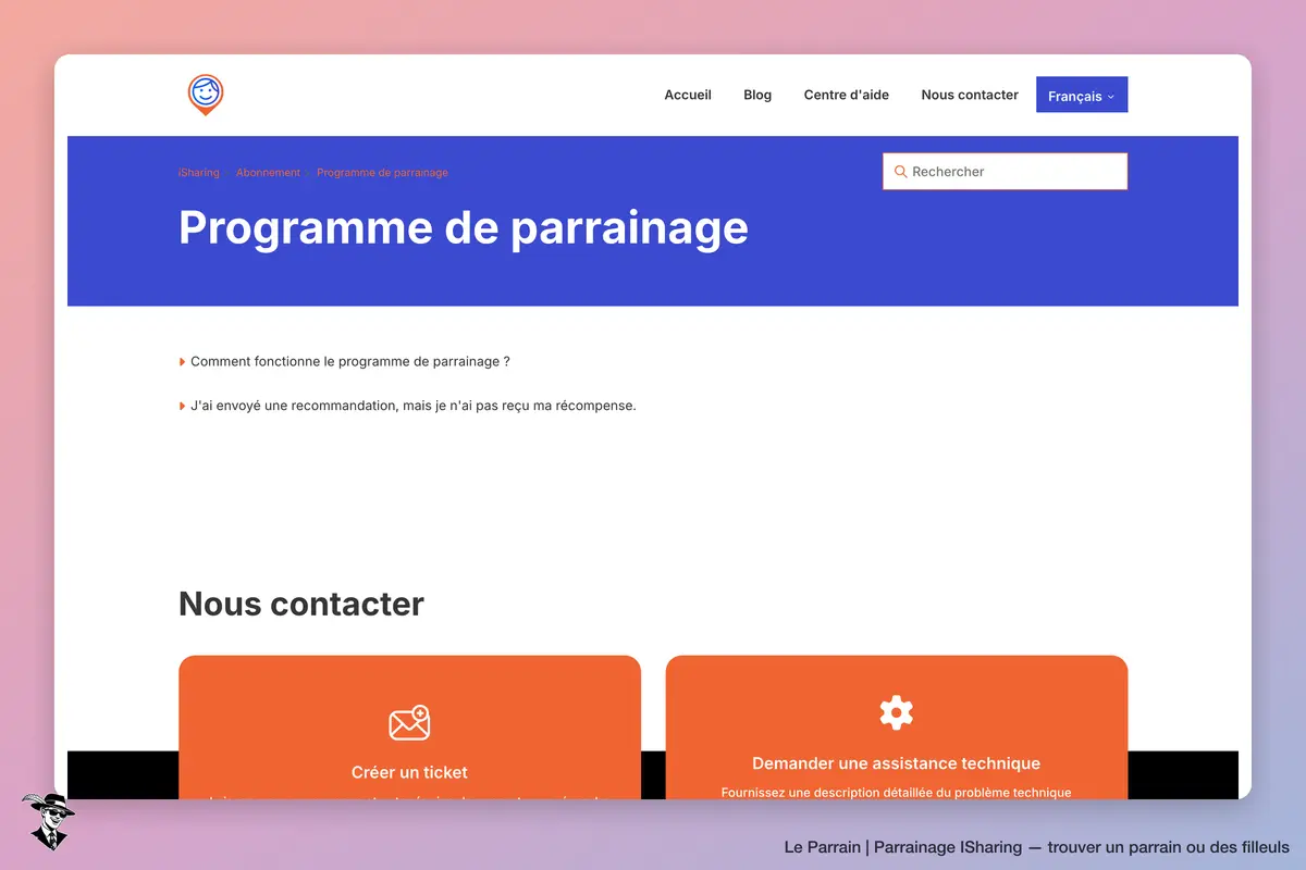 Page parrainage de ISharing