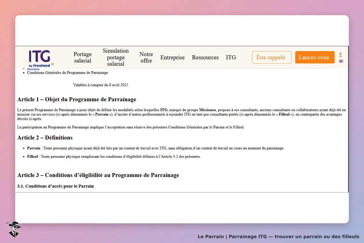 condition parrainage