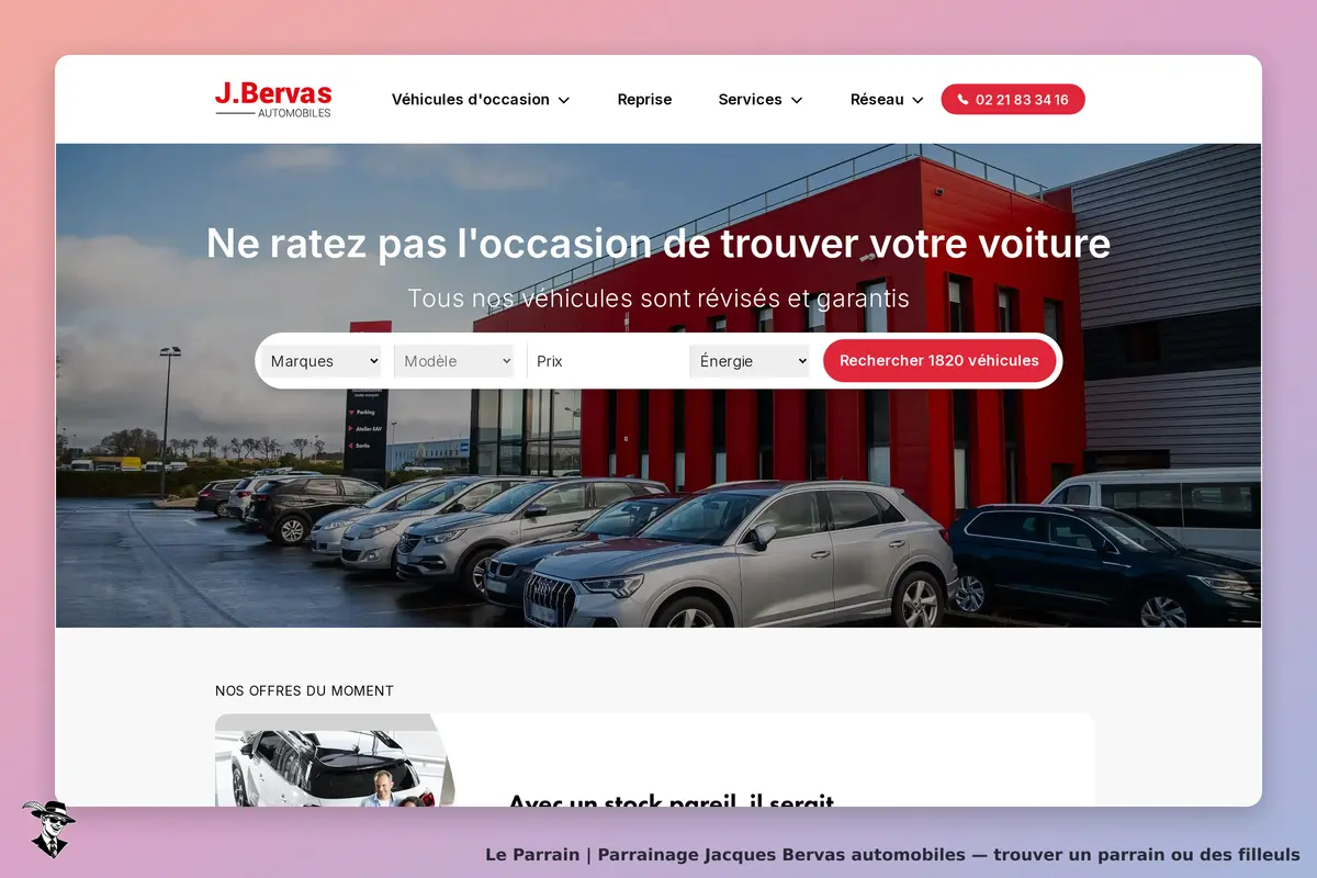 Jacques Bervas automobiles : j. Bervas Automobiles : page d'accueil avec véhicules d'occasion et