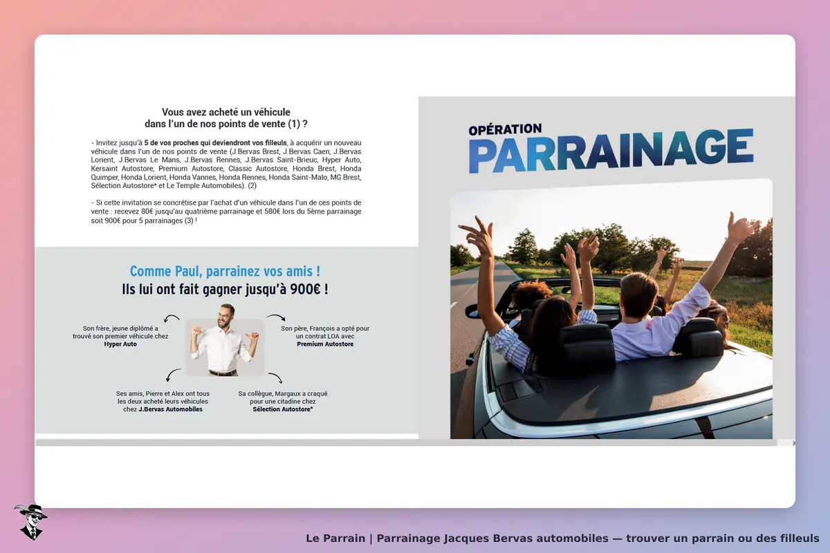 Jacques Bervas automobiles : page d'accueil avec des personnes dans une voiture découvrant un