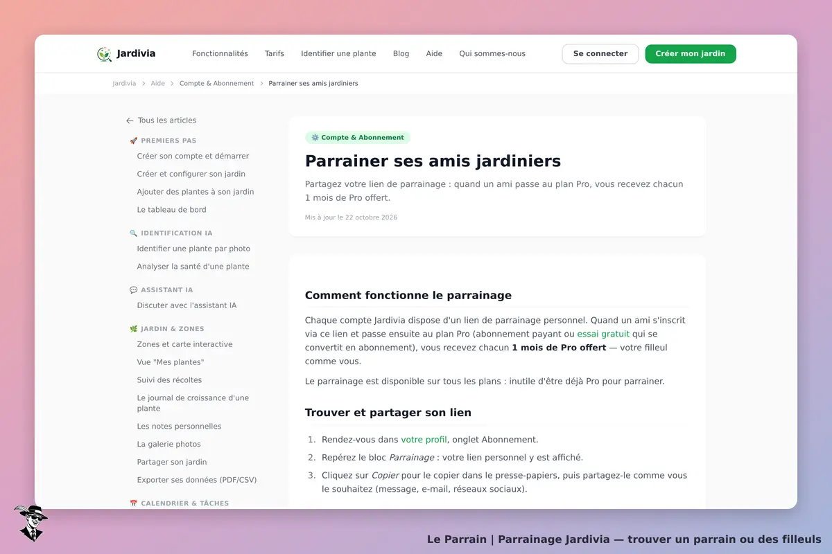 Page parrainage de Jardivia