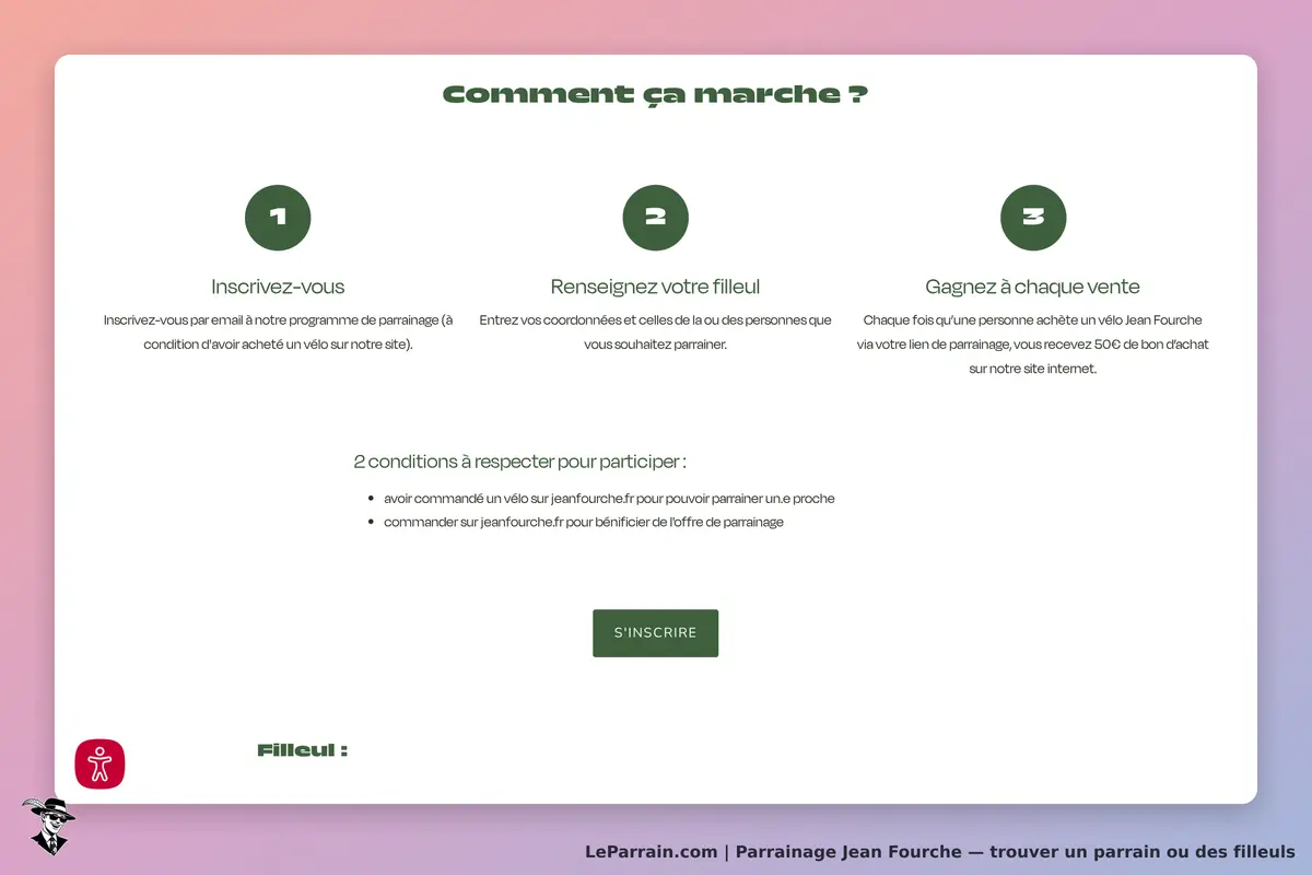 Jean Fourche : explication du programme de parrainage avec étapes et conditions à respecter
