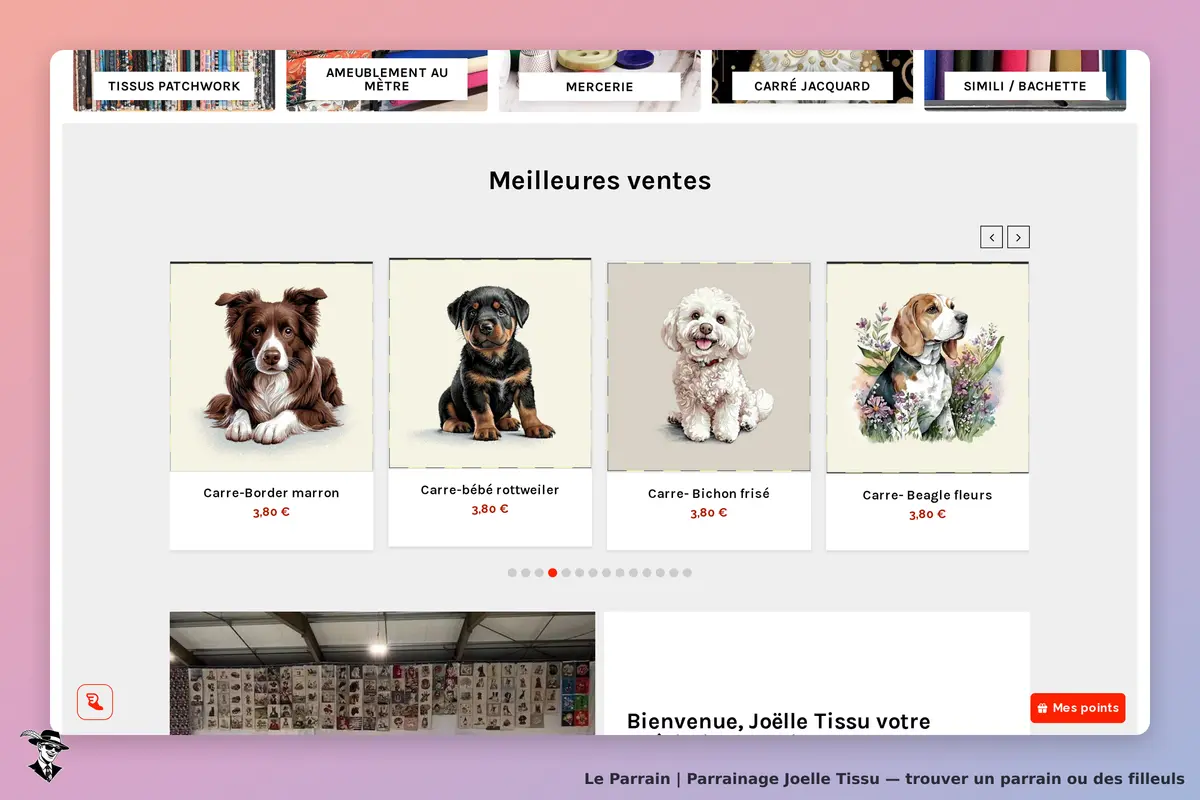 Joelle Tissu : affichage des meilleures ventes avec quatre tissus illustrés de chiens