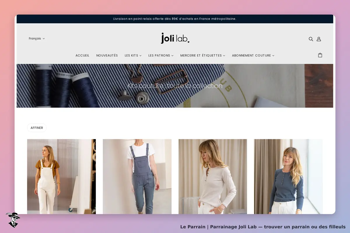 Joli Lab : page catégorie avec vêtements en présentation et options de filtrage