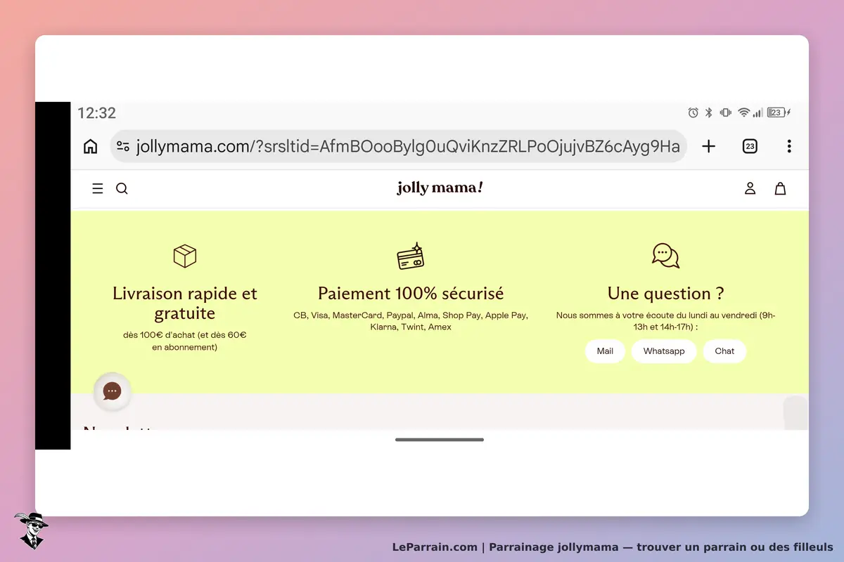 jollymama : jolly mama : informations sur la livraison, le paiement sécurisé et le support client