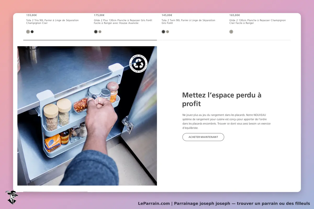 Joseph Joseph : un rangement optimisé dans un placard avec bocaux et épices visibles
