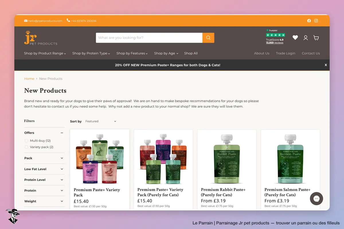 Page catégorie de Jr pet products