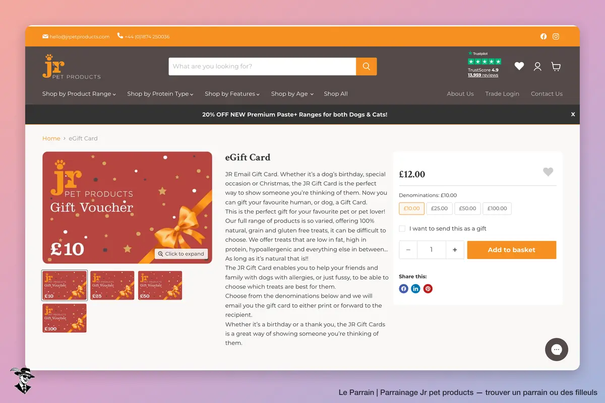 Page produit de Jr pet products