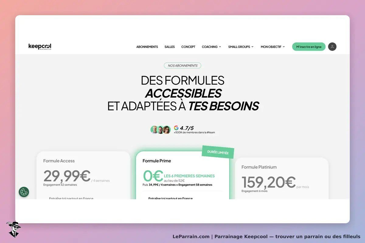 Keepcool : page d'accueil présentant différentes formules d'abonnement et un slogan engageant