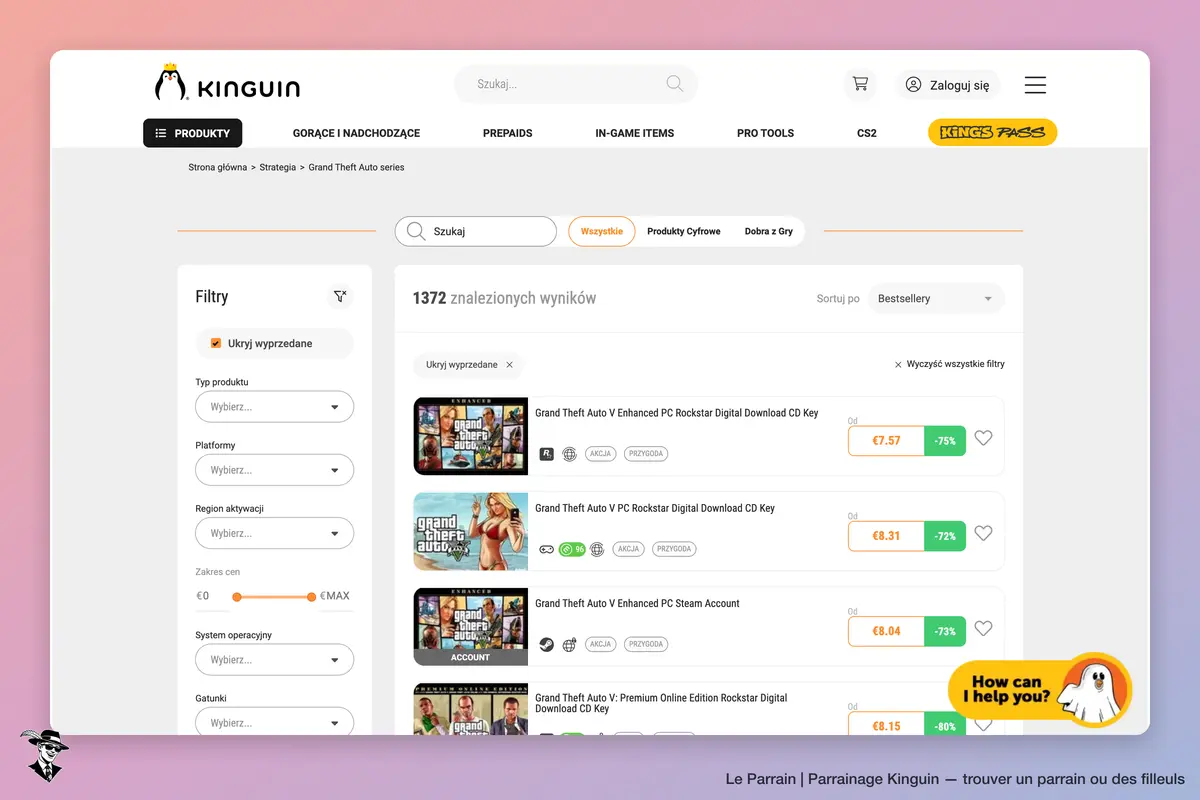 Page catégorie de Kinguin