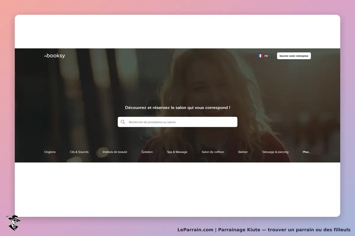 Kiute : page d'accueil avec un formulaire de recherche et des catégories de salons affichées