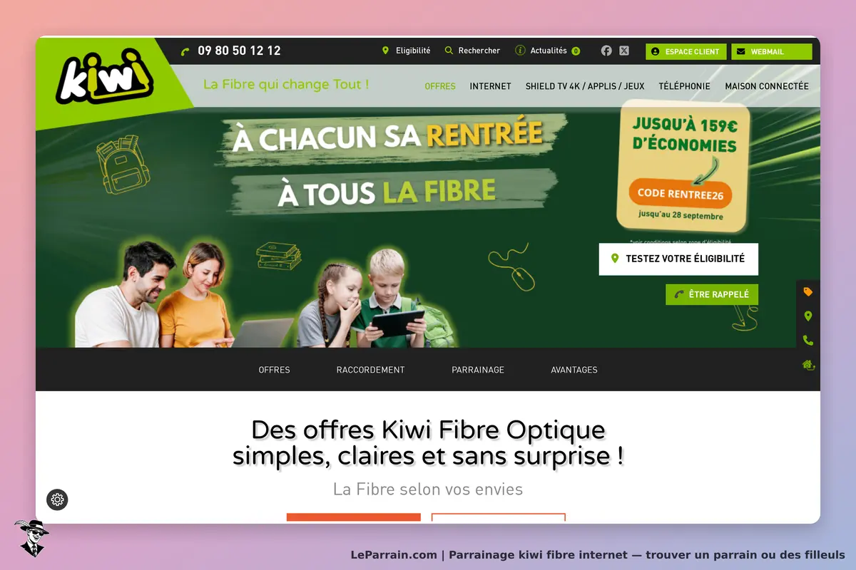 kiwi fibre internet : kiwi : page d'accueil présentant des enfants utilisant des appareils