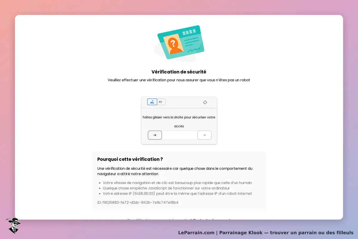 Klook : écran de vérification de sécurité avec instructions pour prouver que vous n'êtes pas un