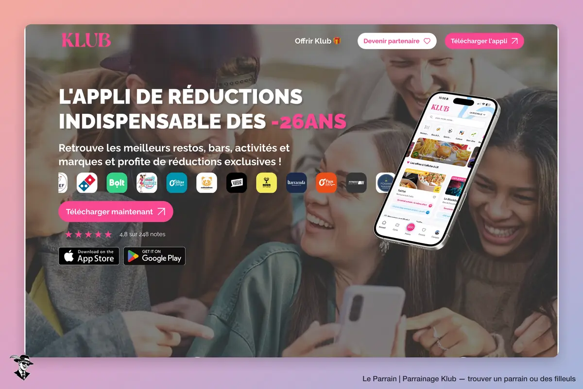 Page d'accueil de Klub