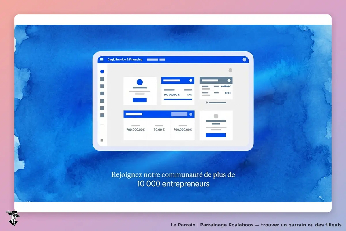 Koalaboox : interface de gestion avec des données financières et un message de communauté