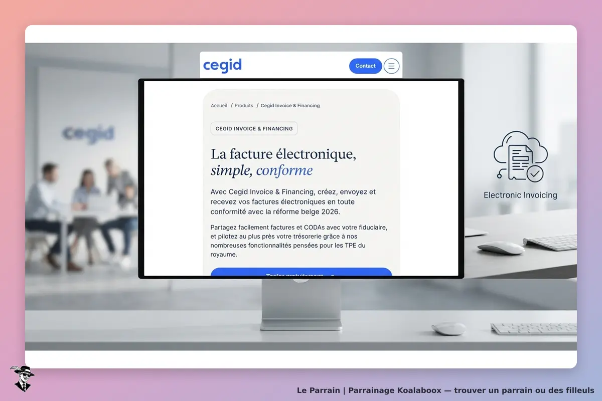 Koalaboox : cegid : page présentant le service de facturation électronique sur un écran