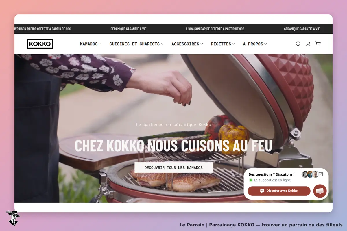 KOKKO : un barbecue en céramique avec des légumes et de la viande en cuisson