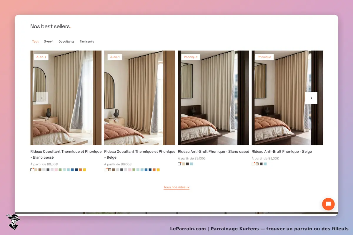 Kurtens : présentation de rideaux dans des teintes variées sur fond de chambre moderne