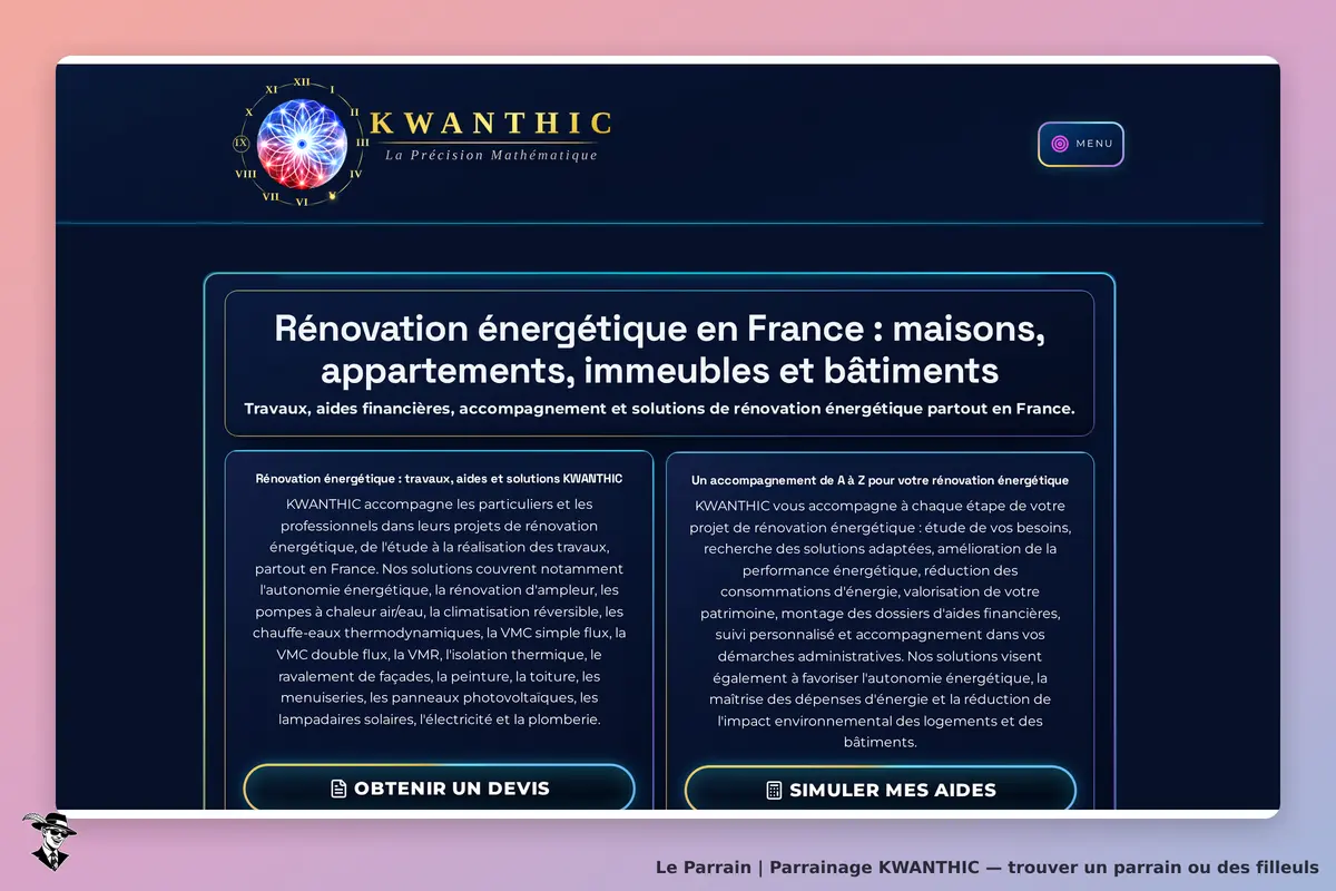 Page d'accueil de KWANTHIC