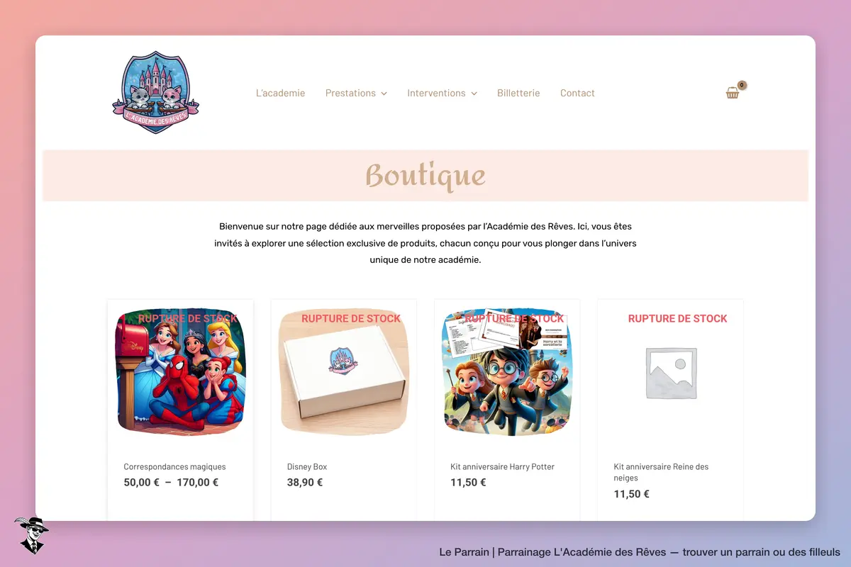 Page catégorie de L'Académie des Rêves